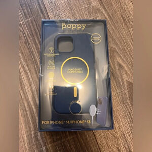 Xo Poppy Navy Blue iPhone 14/13 Navy Blue Silicone Case